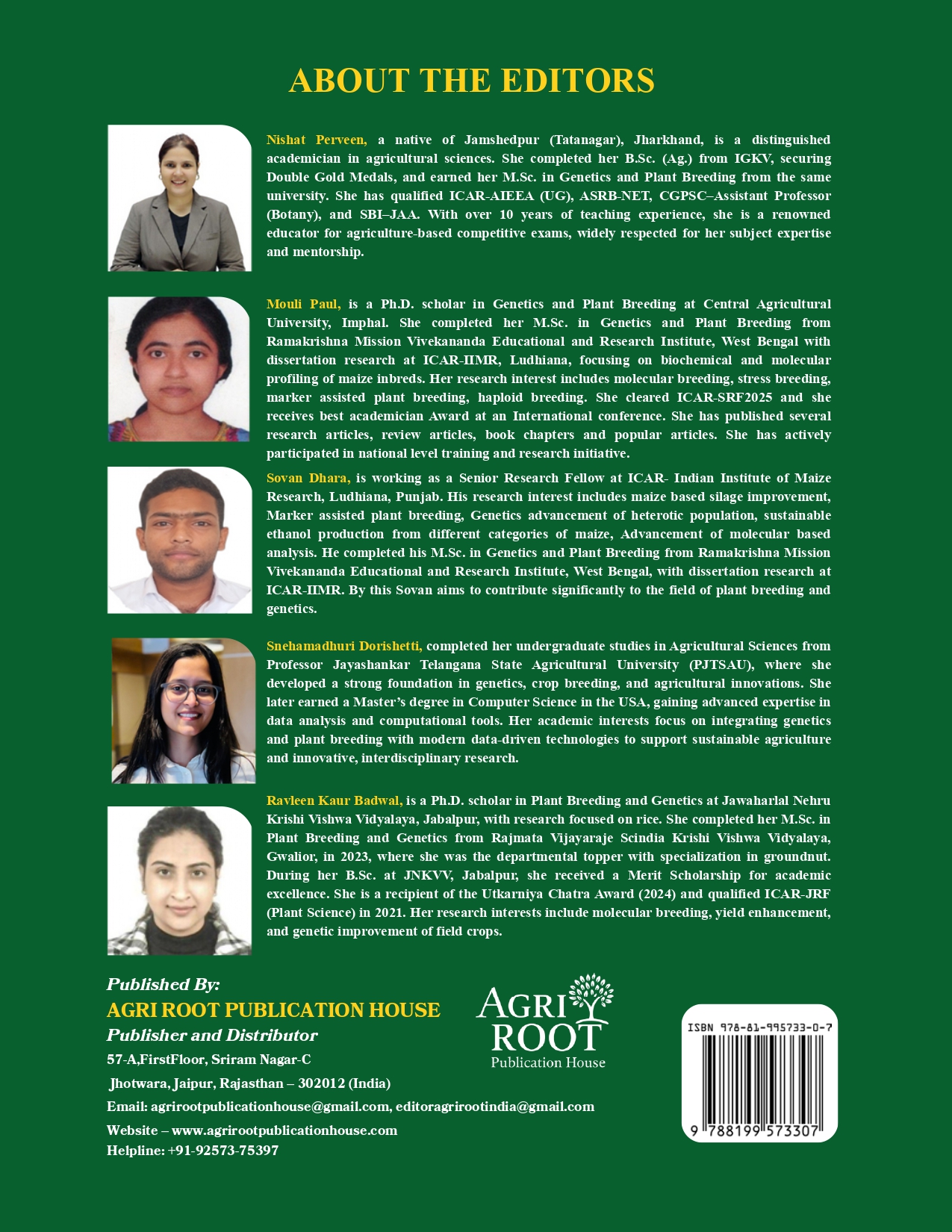 Back cover: Advances in Genetics and Plant Breeding