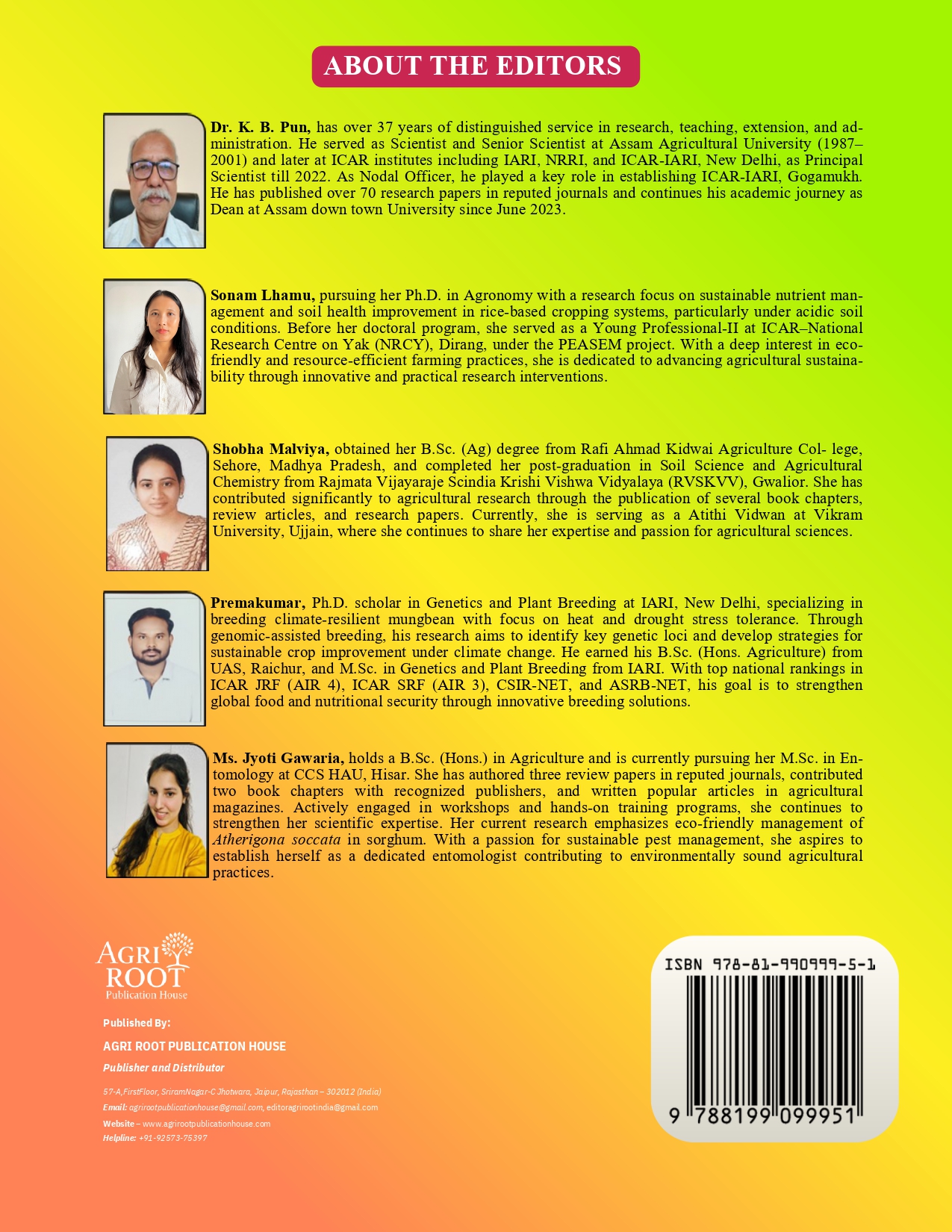 Back cover: Advances in Modern Agriculture