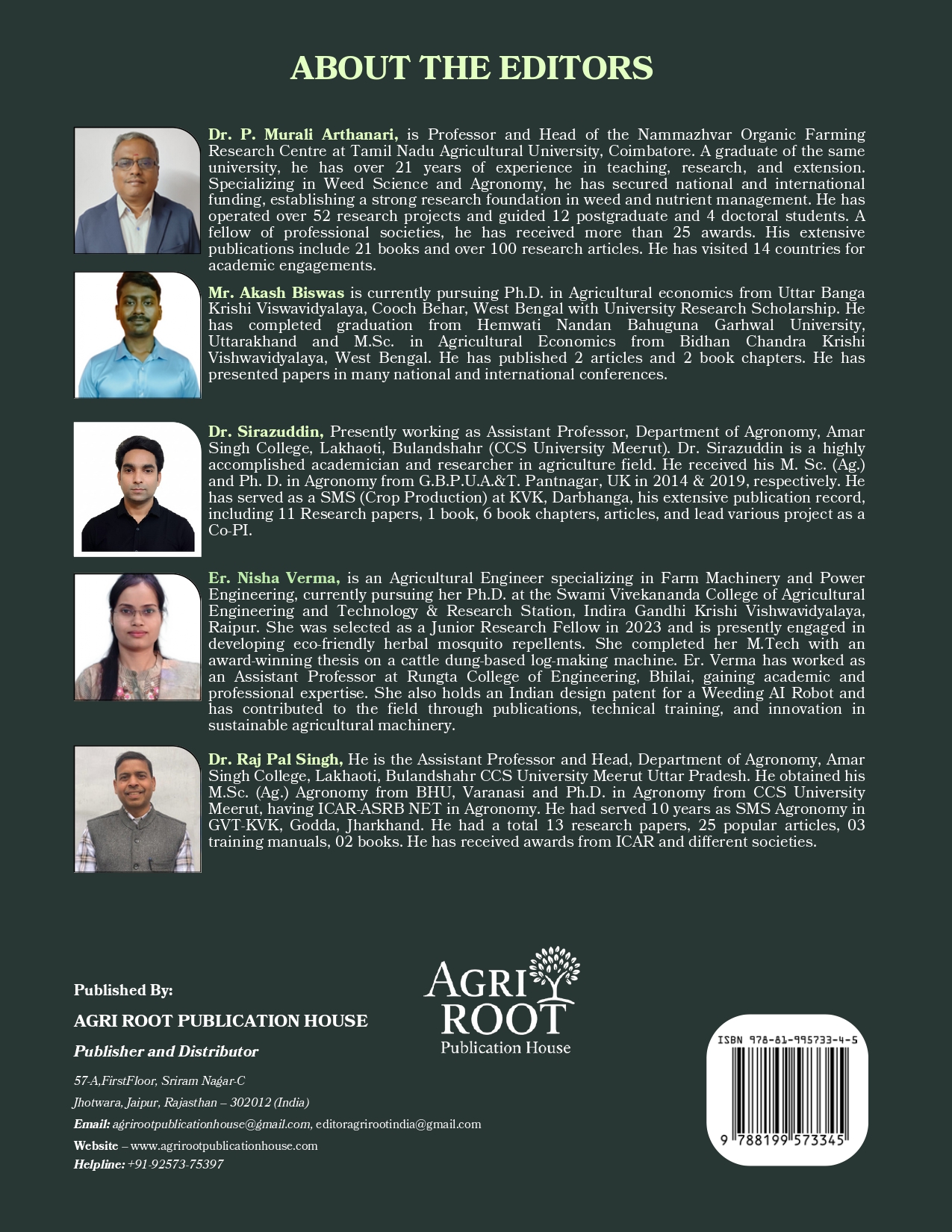 Back cover: Agricultural Sciences & Technology