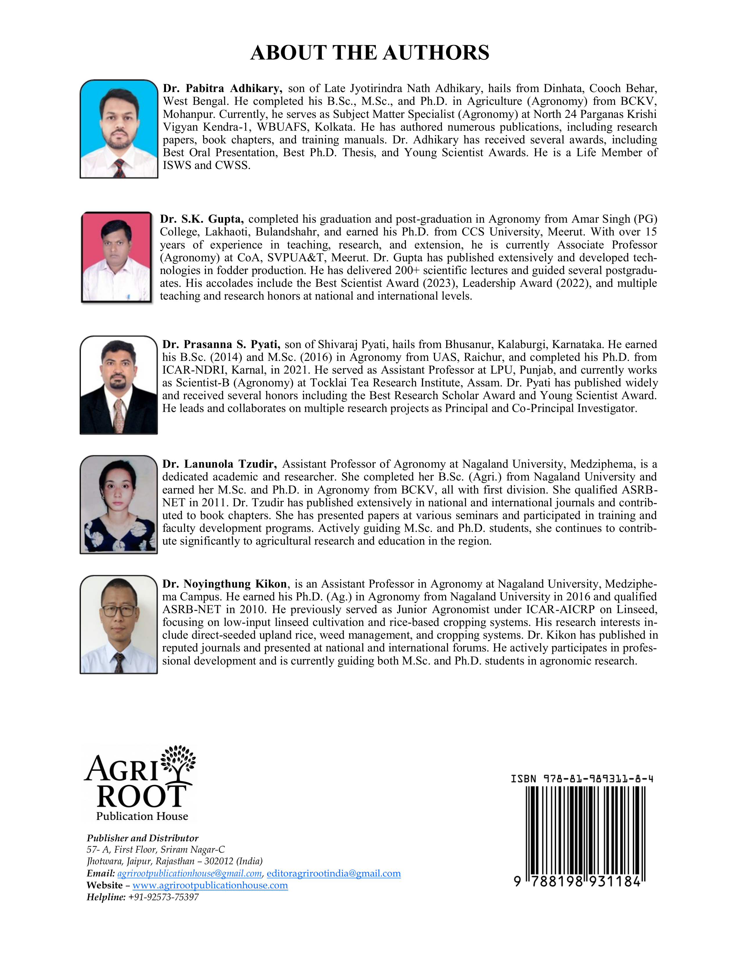 Back cover: Crop Production Technology-II: Rabi Crops