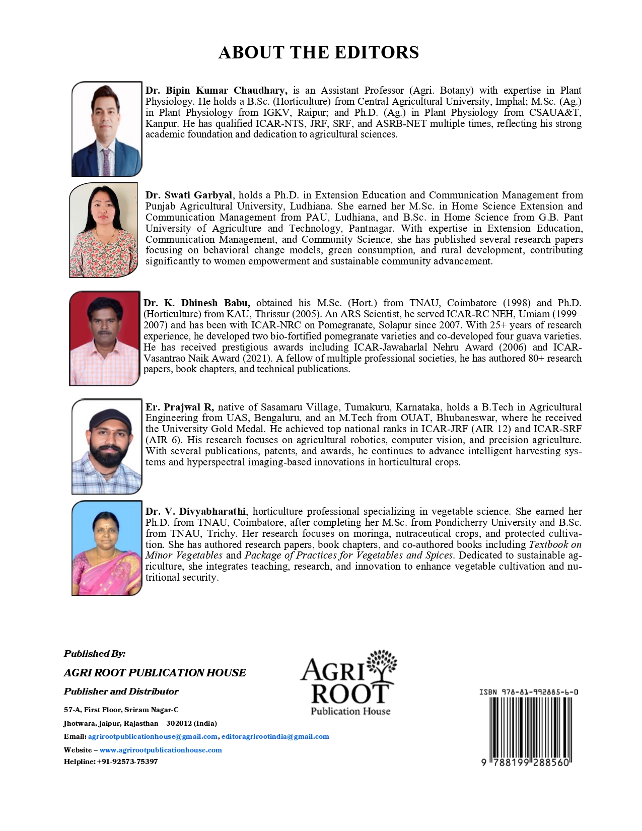 Back cover: Modern Horizons in Agriculture & Allied Sciences