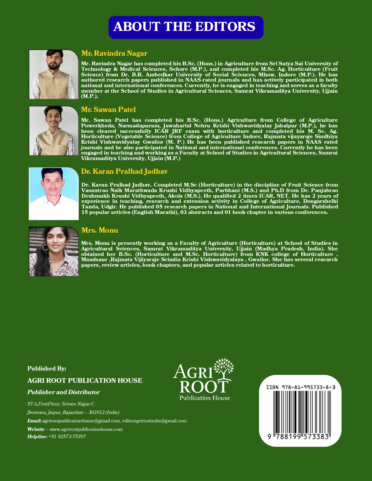 Back cover: Modern Horticulture