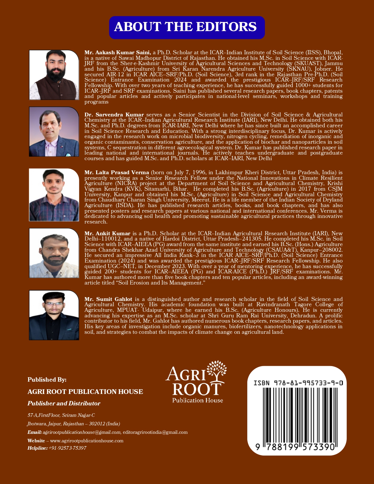 Back cover: Principles and Applications of Soil Science