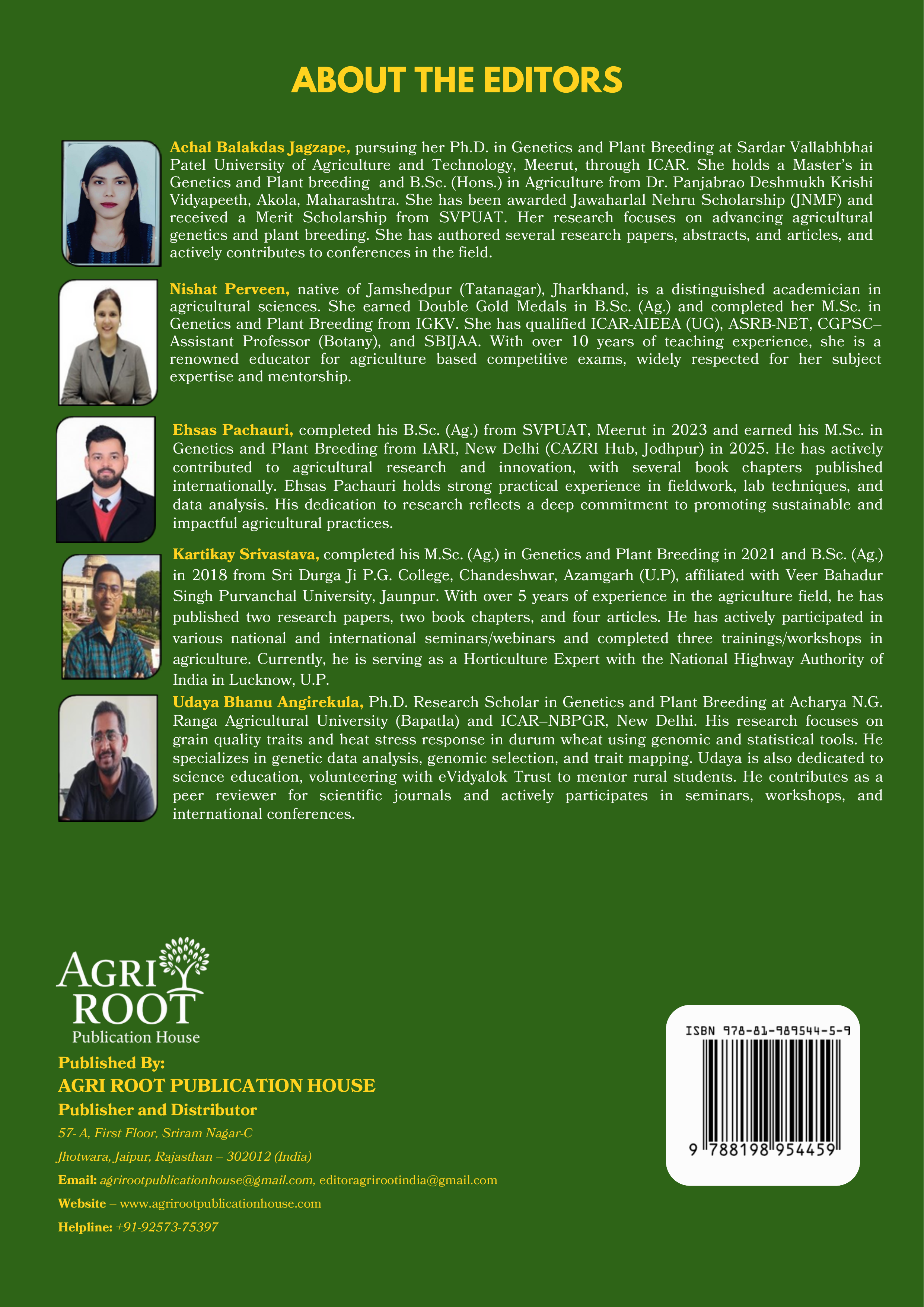 Back cover: Principles of Genetics