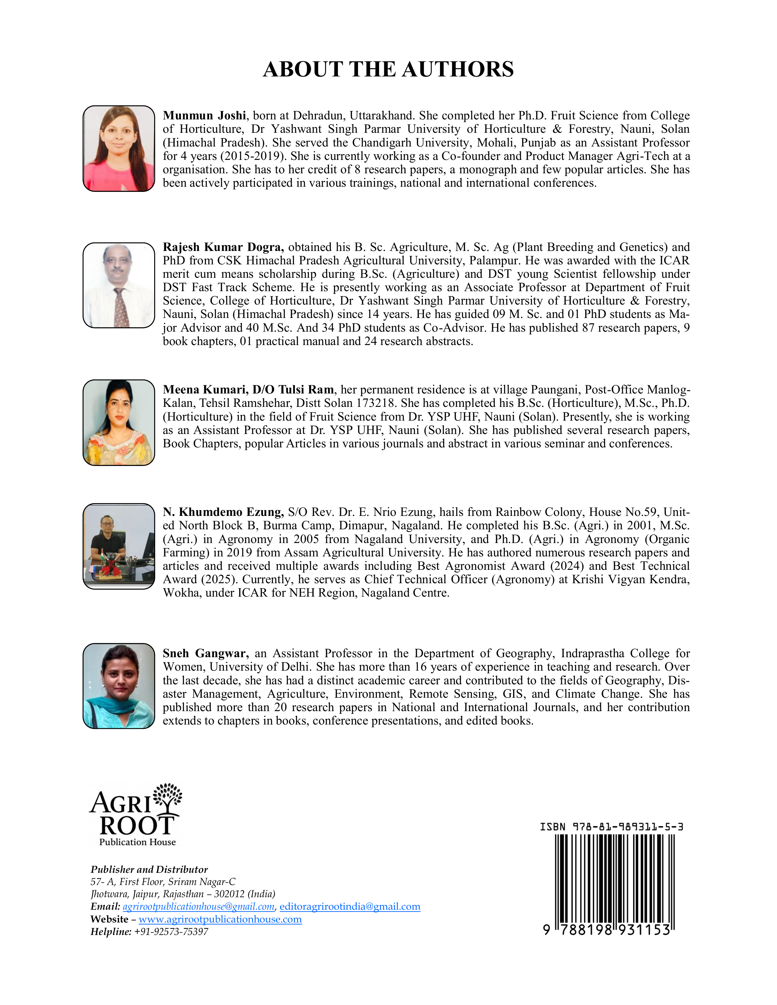 Back cover: Production Technology of Fruit and Plantation Crops (As Per ICAR 6th Deans’ Committee Report)
