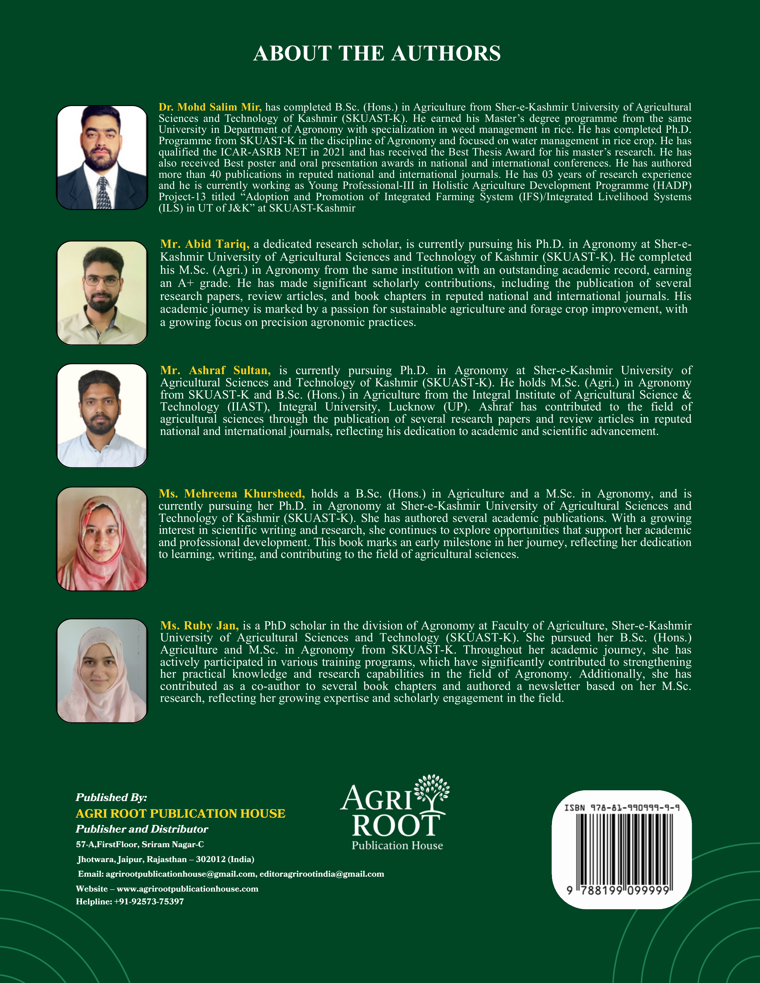 Back cover: Rainfed Agriculture and Watershed Management (As Per ICAR 6th Deans’ Committee Report)