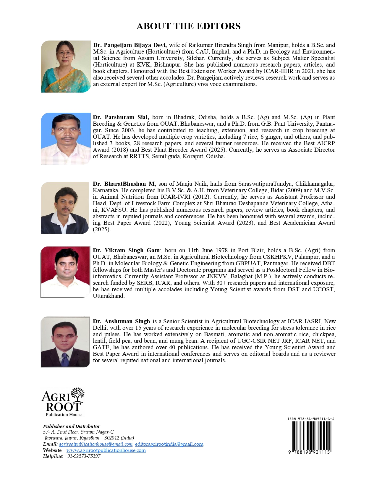 Back cover: Recent Advances in Agriculture