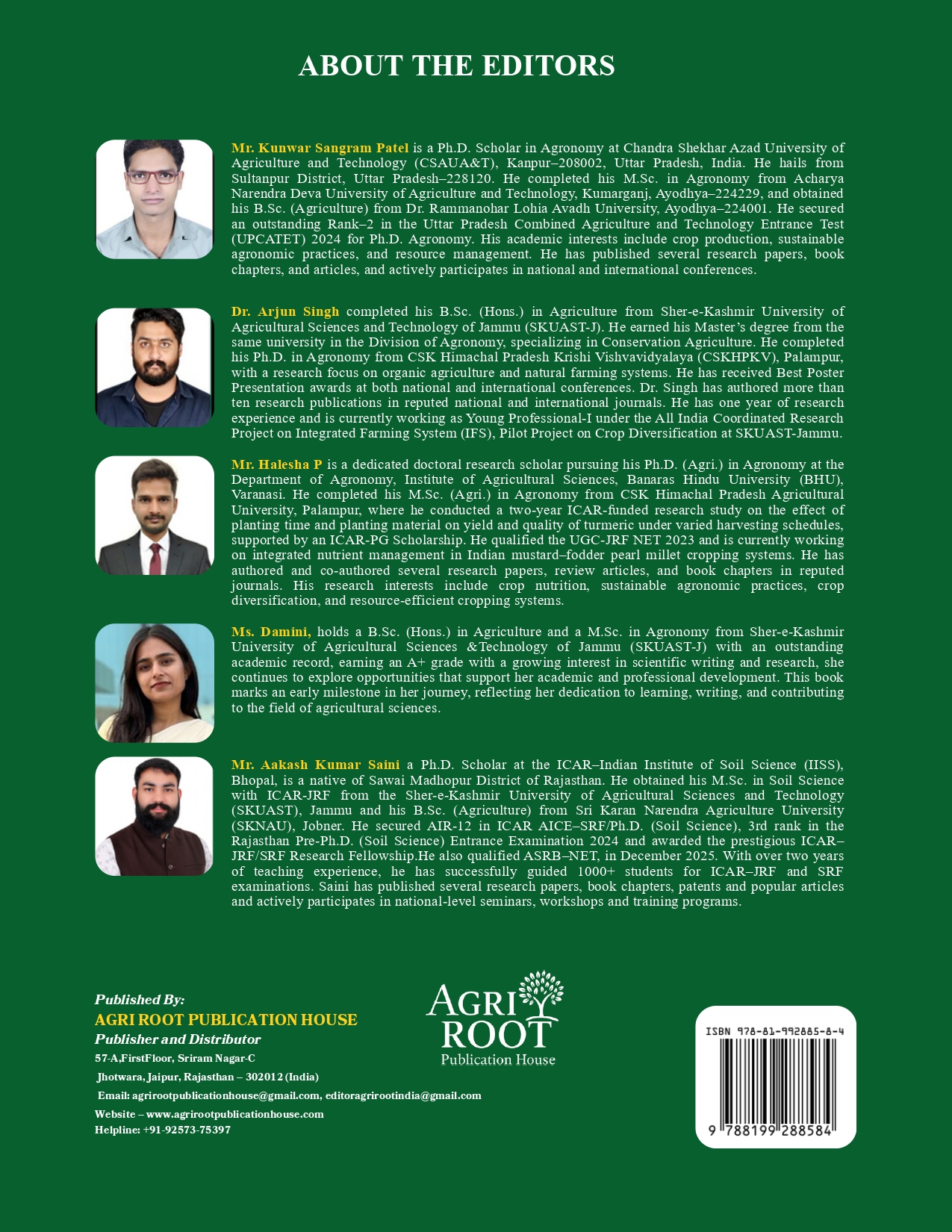 Back cover: Recent Advances in Agronomic Research