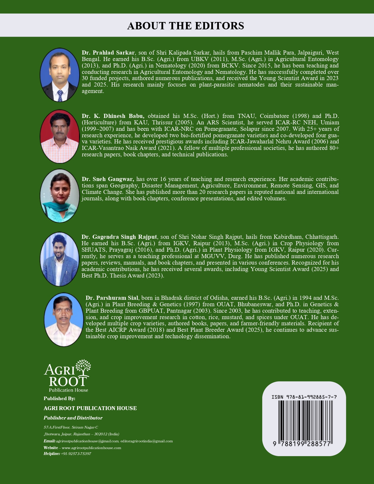 Back cover: Sustainable Agriculture